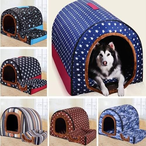 Warm Dog House Foldable Washable Pet Bed for Large Medium Dogs Travelling Portable Kennel Mat Golden Retriever Bed Pet Supplies