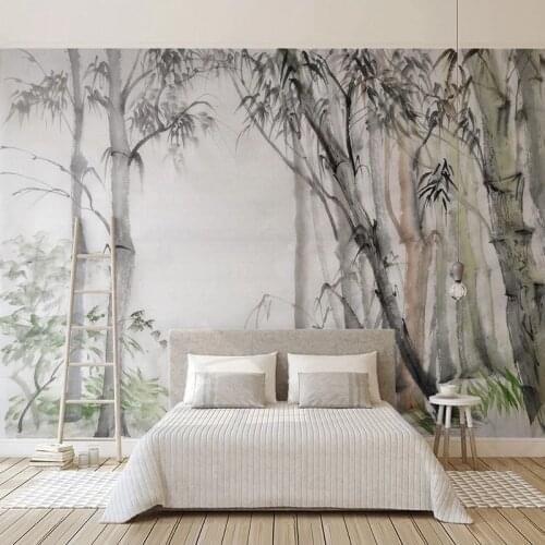 Custom Photo New Chinese Style Plain Color Creative Bamboo Forest Art Dining Room Living Room Bedroom Background Wallpaper Mural