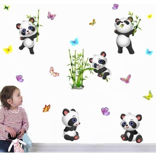 Lovely Cartoon panda wall stickers for childrens room living room bedroom wall decoration home decoration door stickers