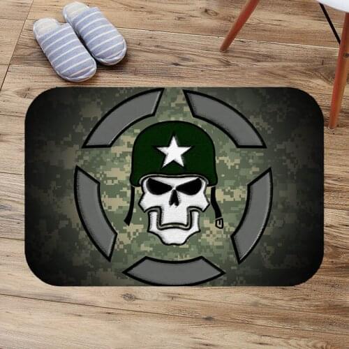 Cap and Skull Printing Carpets Anti-slip Floor Mat Kitchen Living Room Outdoor Rugs Front Door Mat Bathroom Bathmat