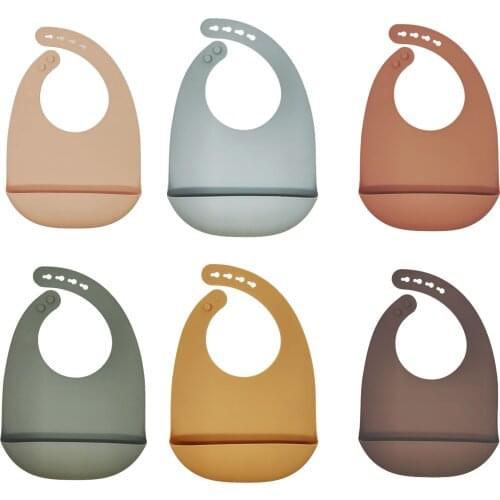 Adjustable Waterproof Silicone Baby Feeding Bib Eating Drinking Drooling Burp Apron Protection with Pocket for Boys Girls