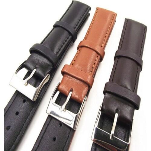 Wholesale 50pcs/lot 18mm 20mm 22mm genuine cow leather watch band watch straps watch parts black brown cofee - 2020070301