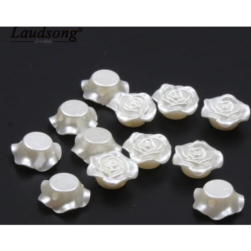 50PCS 14MM Imitation Pearl Material Carved Rose Shape Beads For DIY Jewelry Making Handicraft Accessories Wholesale