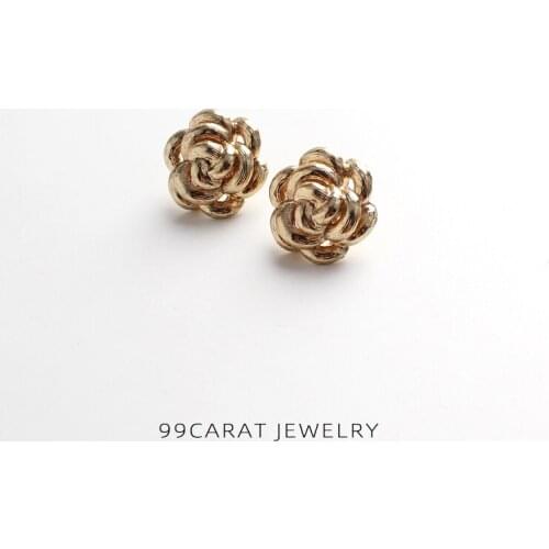 Nine nine carat European and American style popular brand Flower Gold Pink Earrings (MC)