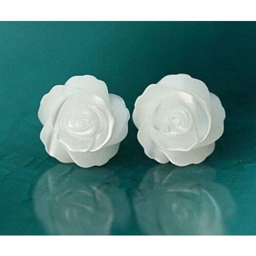 Free shipping Bridal Wedding Jewelry >>New 925 Sterling Silver Post White Mother Pearl 12MM Flower Stud Earring