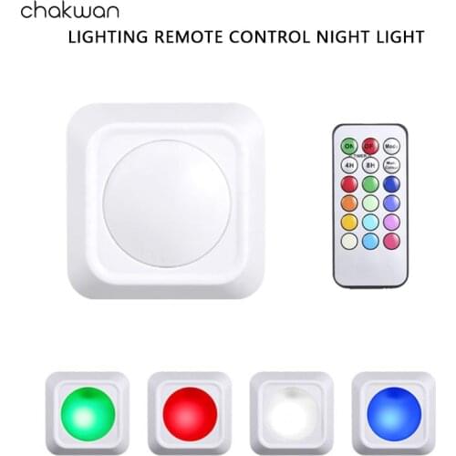 LED Puck Lights Battery Color Cabinet Light Dimmable Touch Kitchen Stair Counter Lighting Remote Controller Hallway Night Lamp