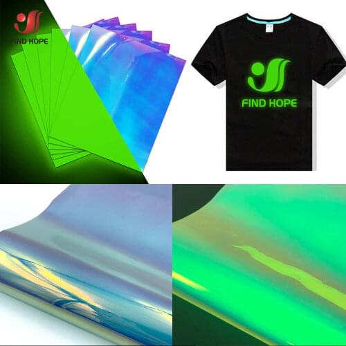 Luminous Heat Transfer Vinyl Glow in Dark TPU Iron on Clothing Film Assorted Color HTV Cricut for DIY T-Shirts Shoes Bags Decor