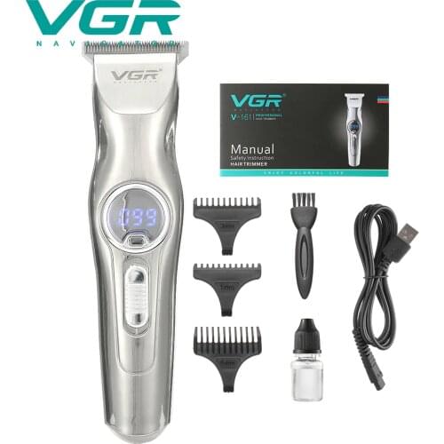 VGR 161 Hair Trimmer USB Rechargeable Hair Clipper Haircut Machine Oilhead Clipper White Hair Carving Clipper Beard Trimmer LCD