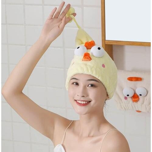 YADA 3D Cartoon Chicken Rapid Drying Hair Hat Absorbent Towel Cap Turban Wrap Soft Shower Hat Towel For Adults Women TW200019