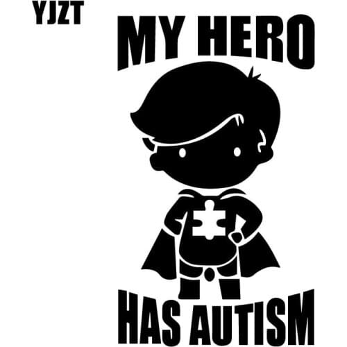 YJZT 9.9CM*16.7CM MY HERO HAS AUTISM Vinyl Decal Car Sticker Creative Cartoon Decor Black/Silver C31-0416