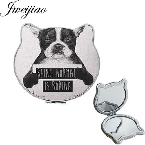 Youhaken black dog Non-mainstream Cat Ear Shaped Travel game Magnifier gift Mirror BEING NORMAL IS BORING letters A141