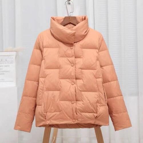 2021 Winter Women Turtleneck White Duck Down Coat Single Breasted Warm Parkas Double Sided Down Jacket