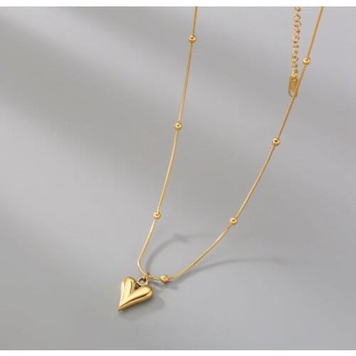 Fashion 18k Pure Yellow Gold Necklace for Women Ladies Love Heart Pendant Clavicle Chain Valentine Day Birthday Gifts Not Fade