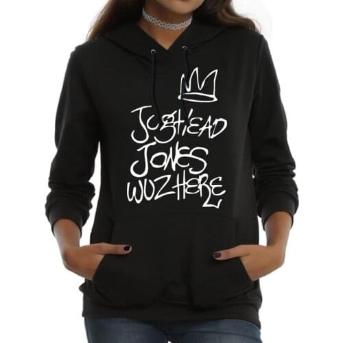 Kwawaii Riverdale Jughead Jones Wuz Here Female Women Hoodies Sweatshirts Coton Pul;lover Full Long Sleeve Shirt Drop Shipping