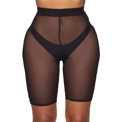 Women Swim Bikini Cover Up Shorts Casual Slim Transparent Beach Wear High Waist Shorts Trousers Swimwear