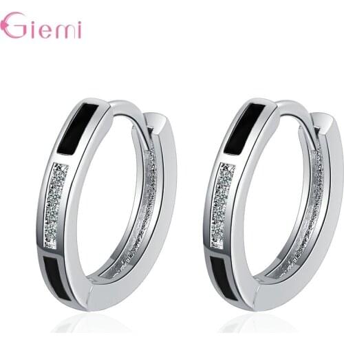 925 Sterling Silver Vintage Korean Style Crystal Hoop Earrings For Women Girls Wedding 2021 Trend Fashion Jewelry Wholesale