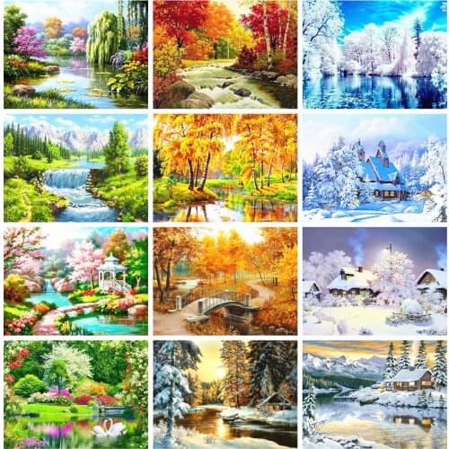 ZOOYA Full Square&Round Diamond Painting Landscape Spring 5D Diamond Embroidery Mosaic Cross Stitch Winter Home Decor Gift