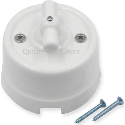 10pcs High Quality Home Improvement EU Retro Ceramic Knob Switch 2-speed Wall Light Rotary Switch
