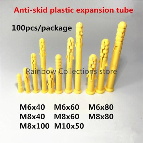 100Pcs/package Plastic PP Expansion Tube M6/8/10 Without screws Free shipping