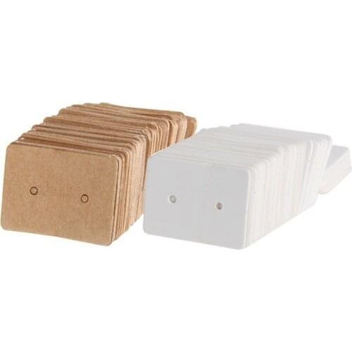 100Pcs Blank Earrings Ear Studs Display Card Hanging Tags Kraft Paper Jewelry Display Stand Holder Jewelry Organizer