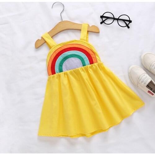 2020 New Summer Suspender Dress Girls Rainbow Print Princess Dress Easter Clothes Vestidos Baby Children Dresses 1 To 6 Years