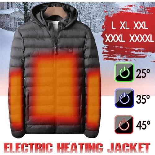 2020 USB Infrared Heated Jacket for Men Winter Waterproof Long Sleeve Hooded Down Jacket Hiking Electric Thermal Clothing Coat