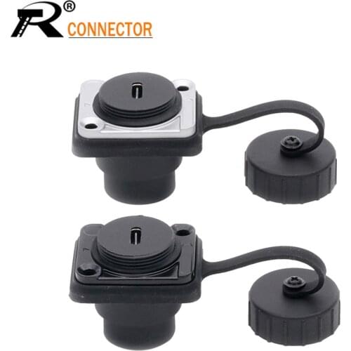 4Pcs/Lot Female Network Connector Type C to Type C Panel Mount Chassis Connector Waterproof Female Socket with Dust Cover