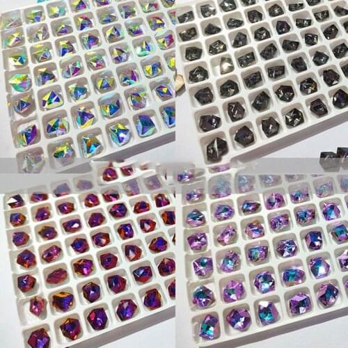 50Pcs/Bag 6*8mm Ice Cube Shape Nail Art Shiny Diamond Crystals Rhinestones 3D Strass Gem Glass Manicure Nail Accessories Charm