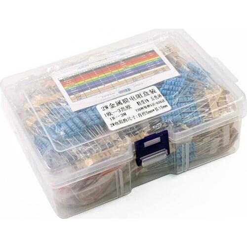 650pcs 130 Values x 5pcs 2W 1% Metal Film Resistors Assorted Pack Kit Set Lot Resistors Assortment Kits + BOX
