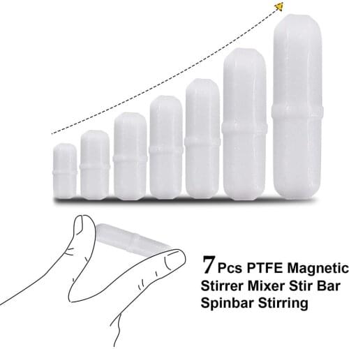 7pcs/set Magnetic Corrosion Resistant Biological PTFE Mixer Chemical Research Stirring Bar Spinbar Rod Laboratory Rotating Plain