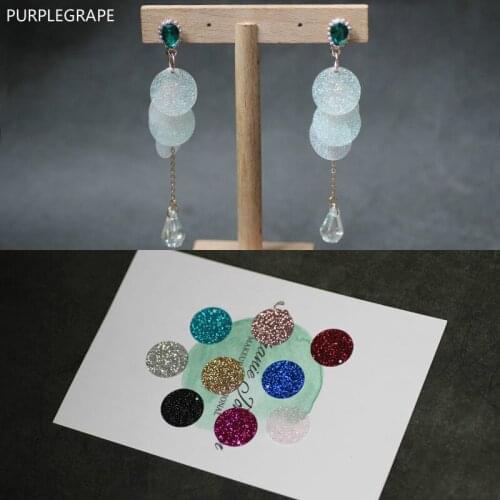 DIY Jewelry Accessories Laser Glitter Pearl Sequins Round Earrings Japanese and Korean Fashion Handmade Materials Pendant 60pcs