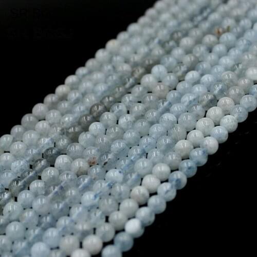 Free Shipping 4mm Nice Natural Gems Stone Round Mixed Aquamarines Aqua DIY Beads 15"