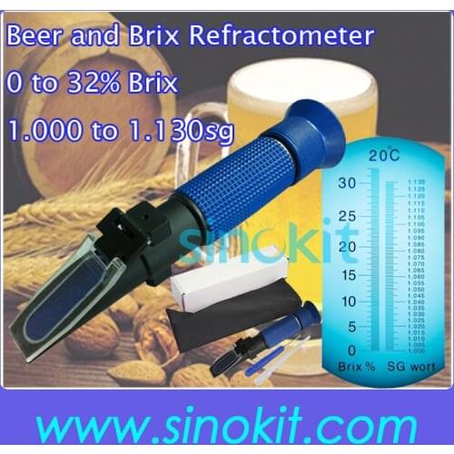 Free Shipping Cheap Plastic Material Beer and Brix Refractometer P-RSG-100ATC Blue