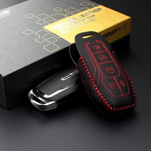 Car key case cover for Ford mustang 2015 2016 lincoln mondeo 2013 Genuine Leather car key chain keychain