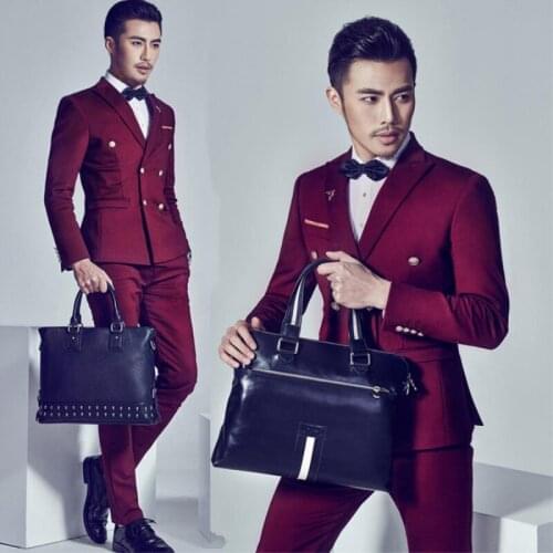 Formal dress suit men male slim wedding suits for men double breasted mens suits wine red costume ternos masculino fashion