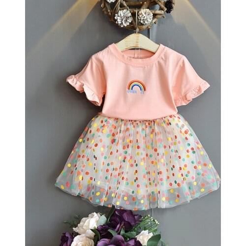 Kids clothes Childrens printed short-sleeved dress two-piece female treasure western skirt kids clothes girls