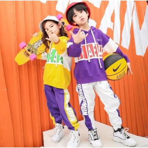 Children Hip Hop Clothes Autumn Boys Girls Hoodies Sweatshirt And Pant Teenage Street Dance Costumes Kids Sport Suit Outfits