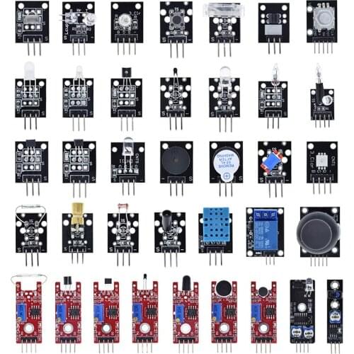 For Arduino 45 Kinds of Sensors DHT11 HC-SR04 KY-008 KY-022 KY-023 KY-037 KY-040 Soil Rain Buzzer Sensor Module UNO R3 MEGA2560