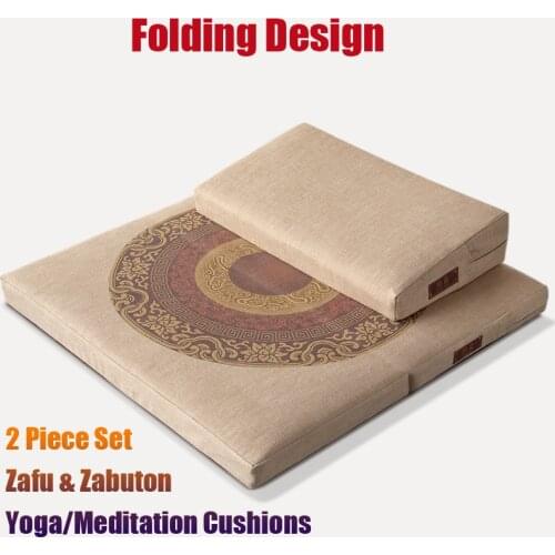 Natural coconut palm Zafu & Zabuton 2 Piece Set - Yoga/Meditation Cushions Square 60/70/80cm Zafu Floor Cushion Lotus Meditation