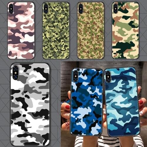 Camouflage Pattern Camo military Phone Case Cover Hull For iphone 5 5s se 2 6 6s 7 8 12 mini plus X XS XR 11 PRO MAX black