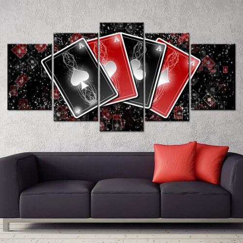 Painting Abstract Art Wall Modular Pictures Living Room Framed 5 Panel Playing Cards Home Decor Canvas HD Printed Poster