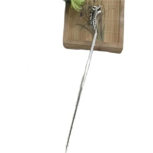 Chinas folk old Tibet silver carving head of a dragon Hairpin