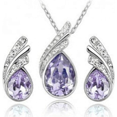 2020 Crystal Necklace Earring Set Bridal Set Water Drop Necklace Tassel Earrings Wedding Jewelry Jewelry Accessories