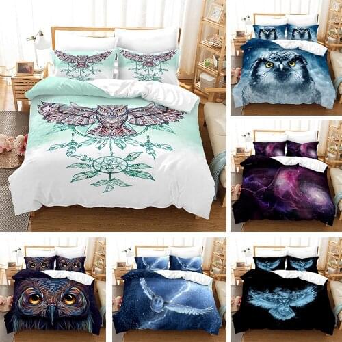 3D Bedding Sets Animal Owl Duvet Quilt Cover Set Comforter Bed Linen Pillowcase King Queen Full 210*210 230*230 203*230 Size