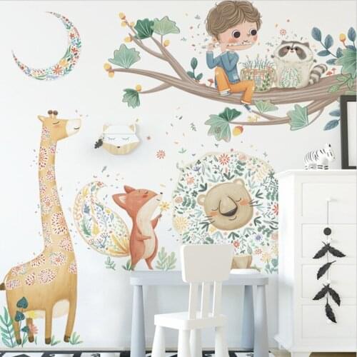 Animals Wall Stickers Kids Room Living Room Bedroom Wall Decor Aesthetic Wallpaper Nursery Decoration Poster