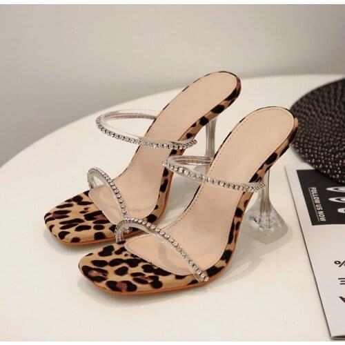 2021 New Leopard gladiator sandals women cut-outs summer shoes woman slippers crystal sandalias mujer trendy high heels