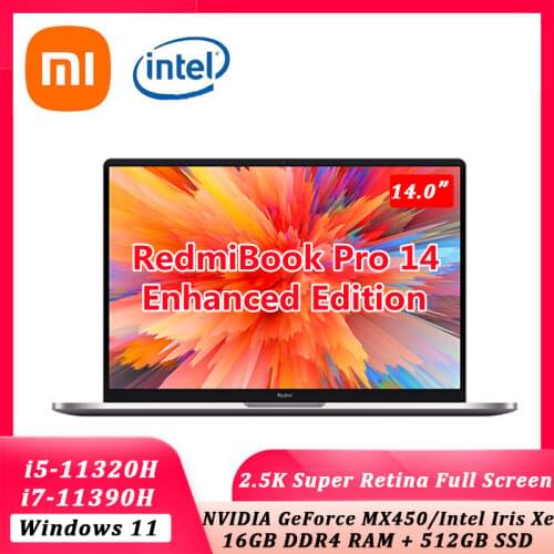 New Xiaomi RedmiBook Laptop Pro 14 Enhanced Intel i7-11390H / i5-11320H 16GB RAM 512GB 2.5K Retain Screen Notebook Ultraslim