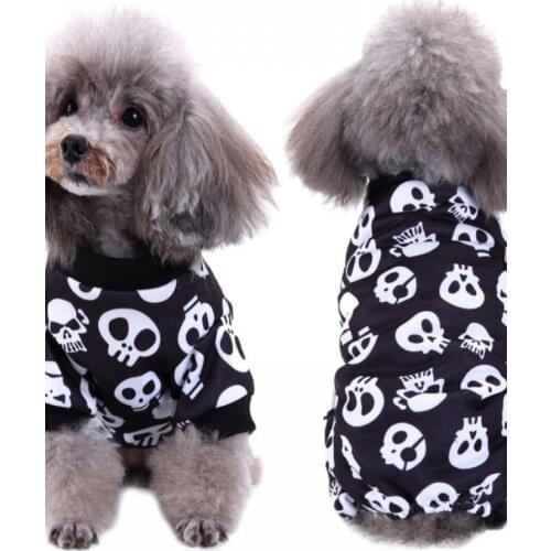 Halloween Skull Pattern Pet Dog Clothes 4 Legged Jumpsuit Halloween Coat Doggy Apparel Keep Warm Dog Clothes Pet Clothes