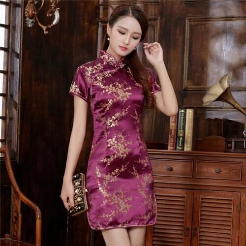 Oversized 6XL Qipao Women Satin Cheongsam Evening Party Gown Vintage female Flower Bride Wedding Cheongsam Dress
