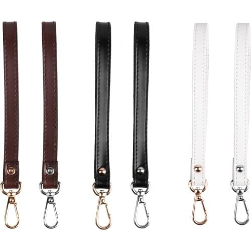 Genuine Leather Bag Handle Hands-Free Wristlet for Purse Wallet Detachable Clutch Bag Strap Grip with Metal Buckle DIY Accessory